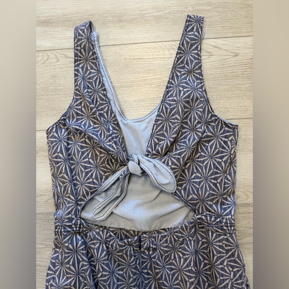 Anthropologie Elevenses Jumpsuit Sz S Priya Blue Starburst Tie Back Wide Leg - Picture 5 of 16